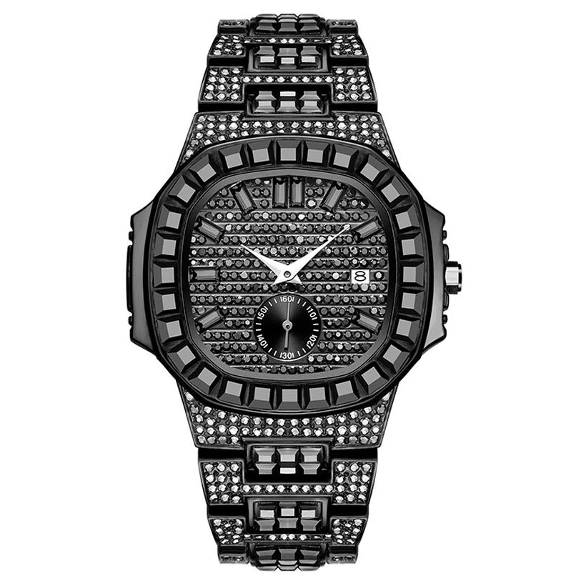 Iced out discount black diamond watch