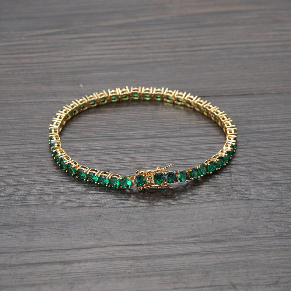Emerald Green Gold Chain Bracelet, Emerald Cut Stone, Cuban Chain Bracelet,  Christmas Jewelry, Holiday Jewelry, Gift for Her, Gold Chain - Etsy